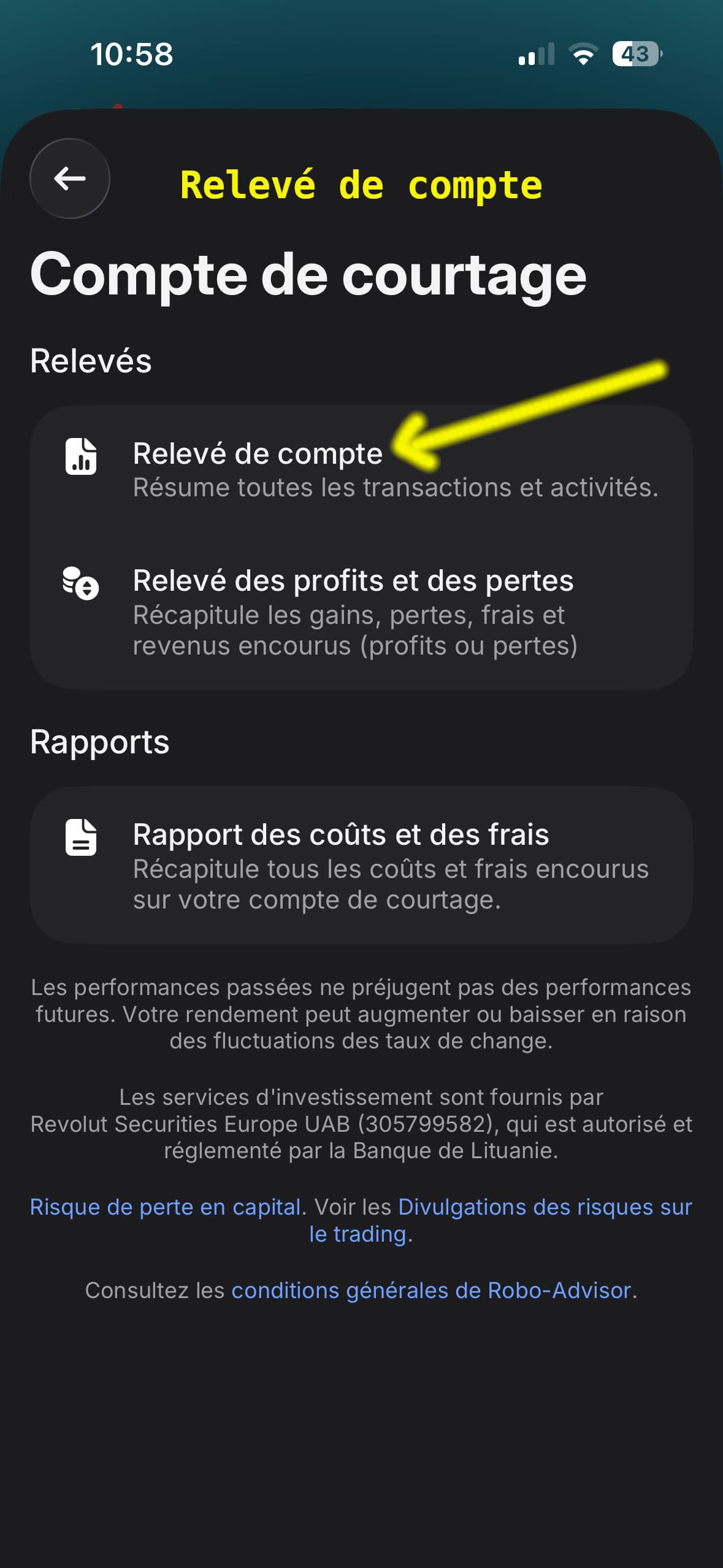 Relevé de compte